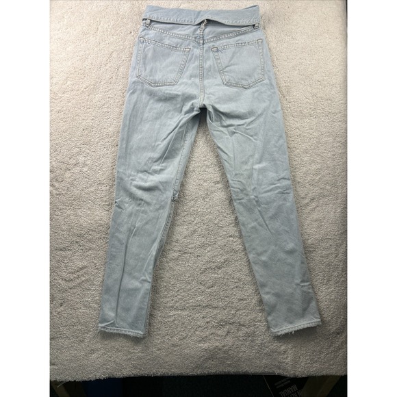 ATELIER Womens High Rise Flip over Waist Straight‎ Leg Open Knee Jeans 26x29 - Picture 12 of 14